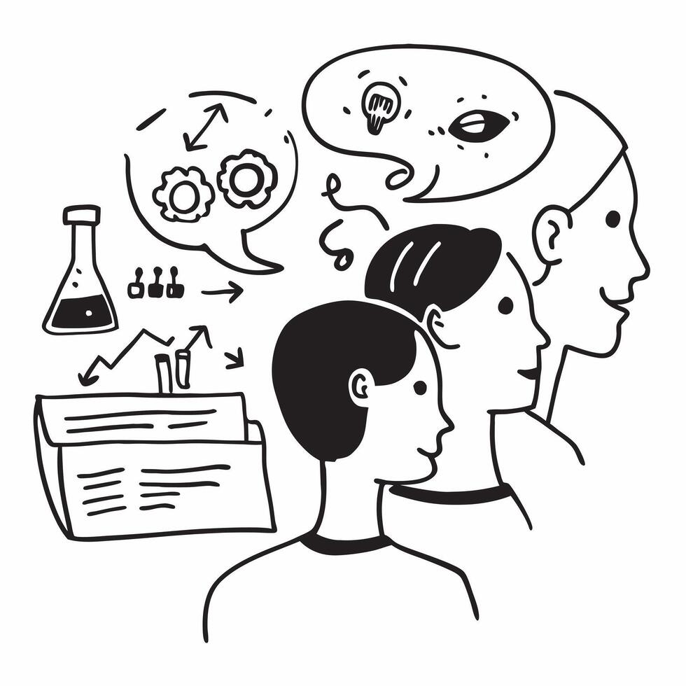 Mother with kids at a science fair concept as A mothers profile blended with kids at a science fair symbolizing educational and encouraging parenting Ideal for education and famil Dynamics vector