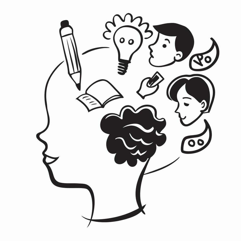 Mother with kids crafting concept as A mothers profile combined with kids crafting representing creative and hands on parenting Perfect for art and family ads in Photo Stock Conc Dynamics vector