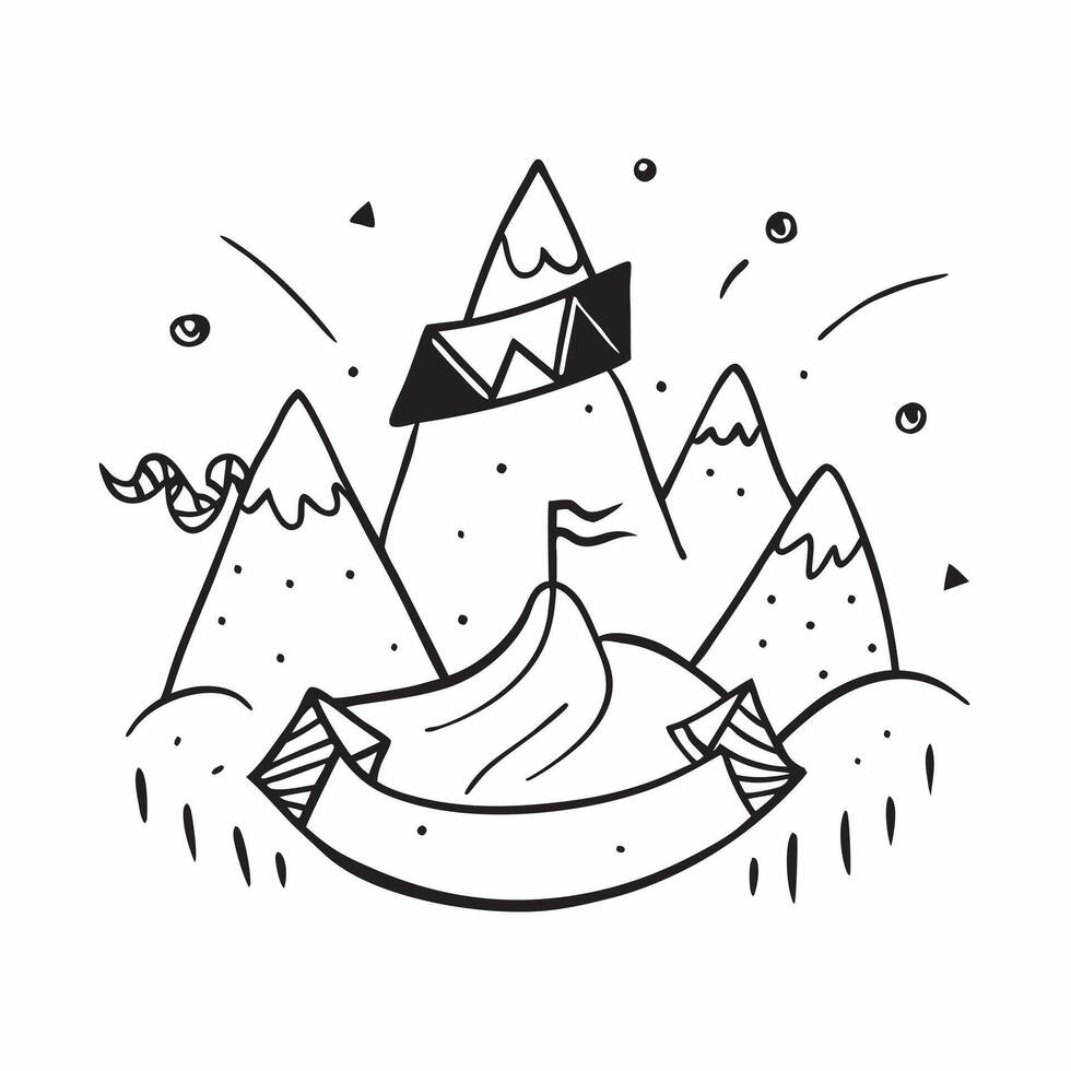 Mountain meadow with festive flags concept as A picturesque mountain meadow adorned with festive flags capturing the essence of celebration ideal for business presentations needing Dynamics vector