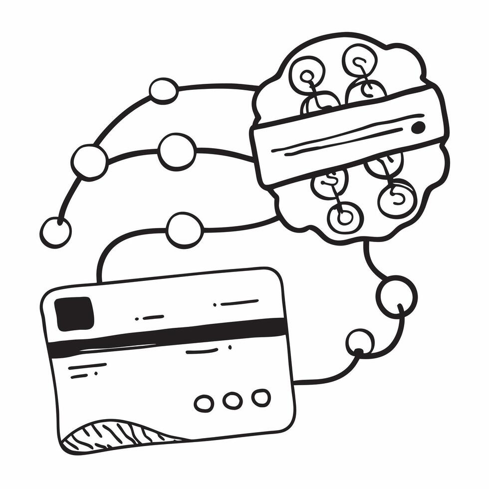 Neural network and credit card concept as A neural network icon paired with a credit card symbolizing the use of AI in secure financial transactions ideal for isolated desig Dynamics vector
