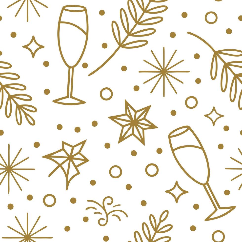 New Year seamless pattern with gold 2023 numbers sparkling stars and celebratory elements for a refined celebration feel concept as Refined New Year pattern with 2023 numbers spark Dynamics vector