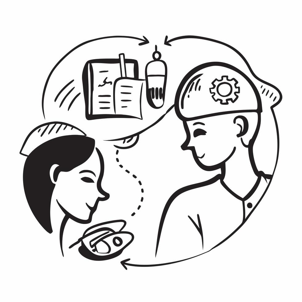 Nurse double exposure with hospital scene concept as A nurses profile combined with a hospital scene symbolizing healthcare responsibility and patient care Ideal for healthcare an Dynamics vector