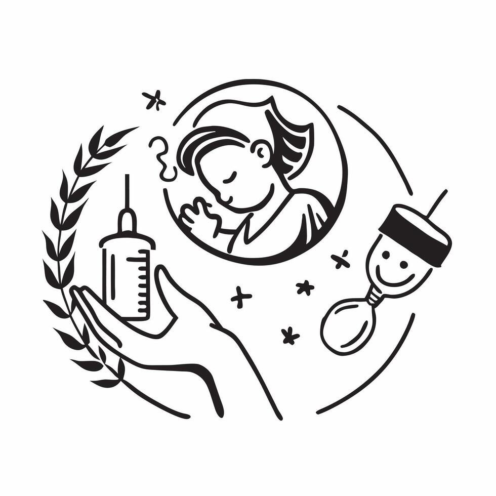 Nurse with baby vaccination concept as A nurses profile blended with baby vaccination symbolizing the importance of immunization in baby care Ideal for healthcare and parenting ad Dynamics vector