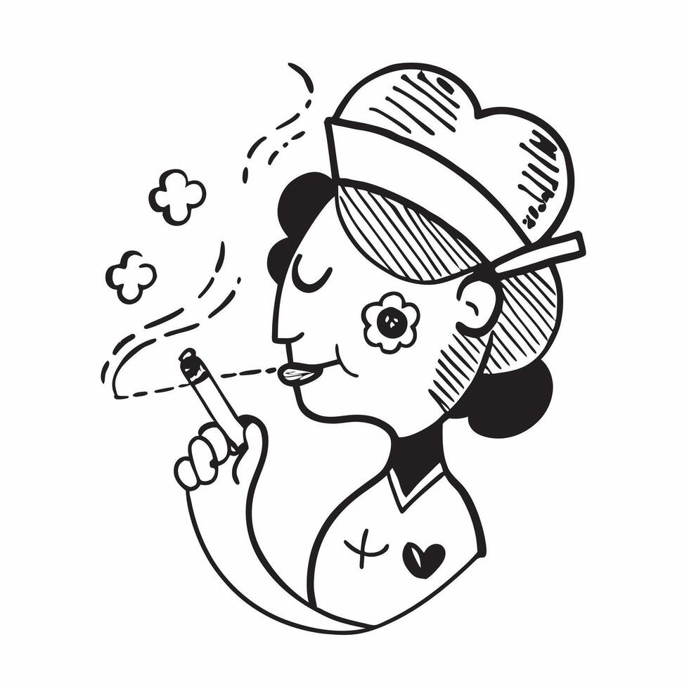 Nurse with quit smoking poster concept as A nurses profile blended with a quit smoking poster symbolizing support for smoking cessation Perfect for healthcare and charity ads in Dynamics vector