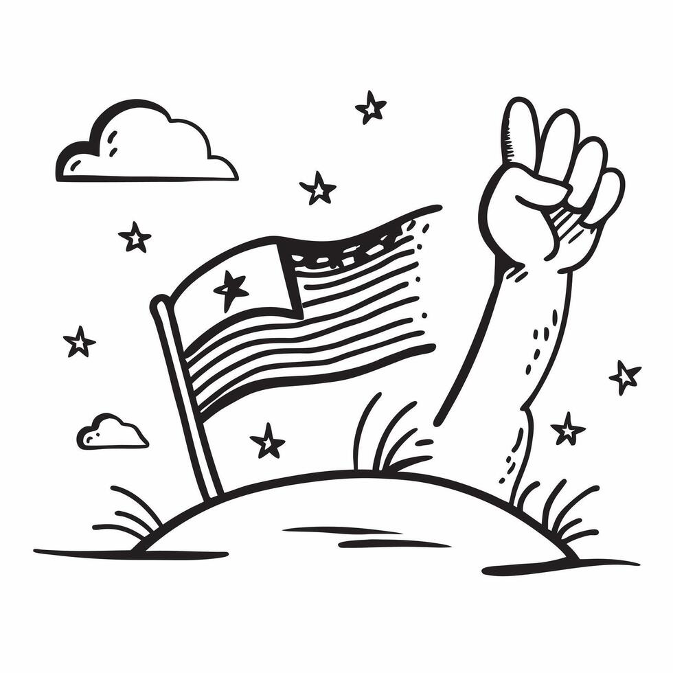 Open field with American flag concept as A wide open field with an American flag waving proudly representing unity and hard work perfect for business presentations needing a clean Dynamics vector