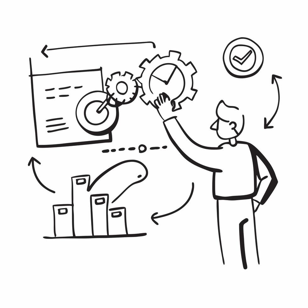 Operations director with process metrics concept as An operations directors profile blended with process metrics representing operational performance and corporate growth Ideal fo Dynamics vector