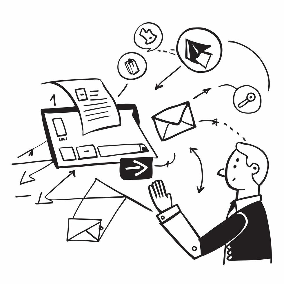 Operations manager with email follow ups concept as An operations managers profile blended with email follow ups symbolizing communication and efficiency through emails Ideal for Dynamics vector