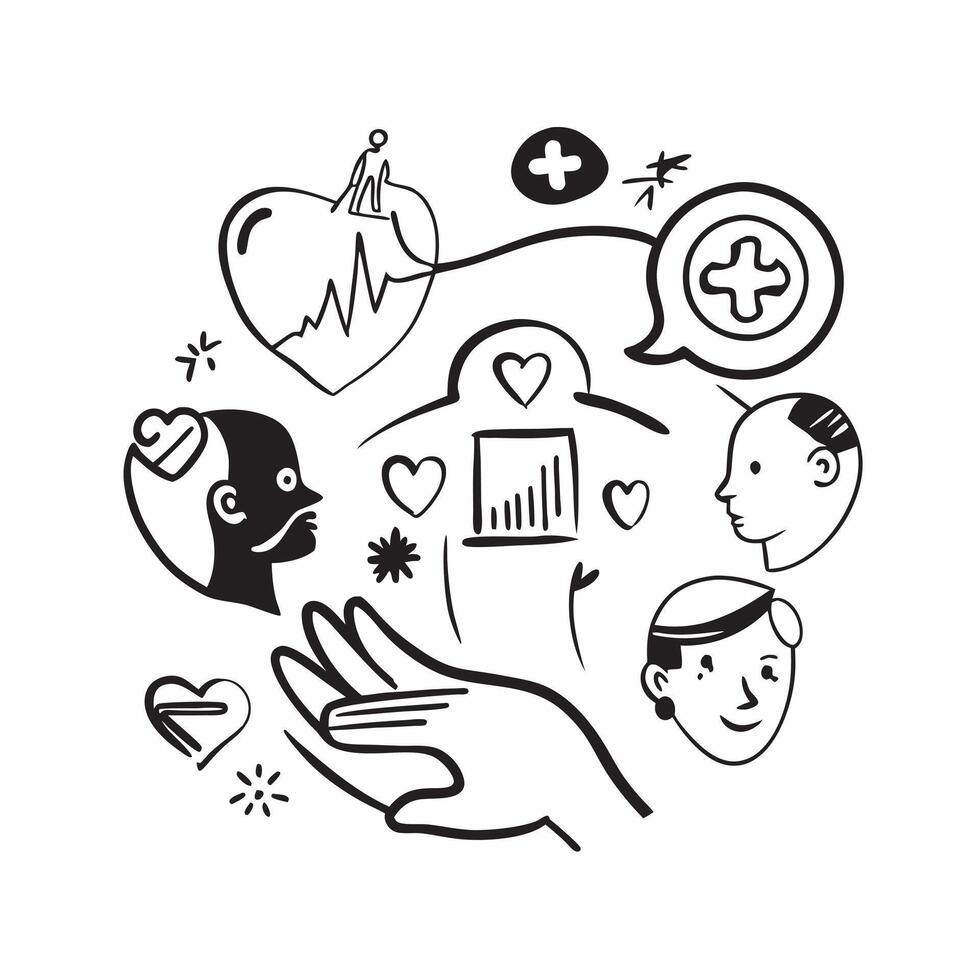Patient with community support concept as A patients profile blended with community support imagery symbolizing the strength of community while living with a severe illness Ideal Dynamics vector