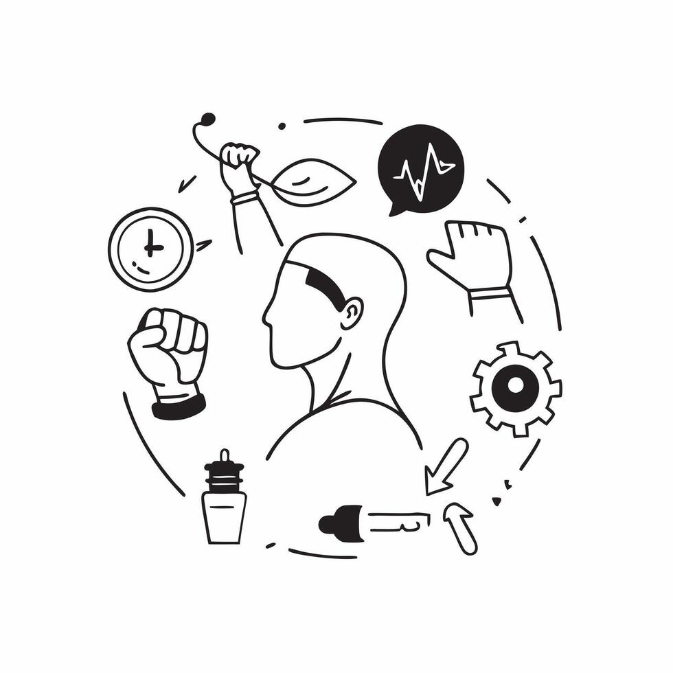 Patient with fitness routine concept as A patients profile blended with fitness routine imagery symbolizing strength and vitality while living with a severe illness Perfect for he Dynamics vector