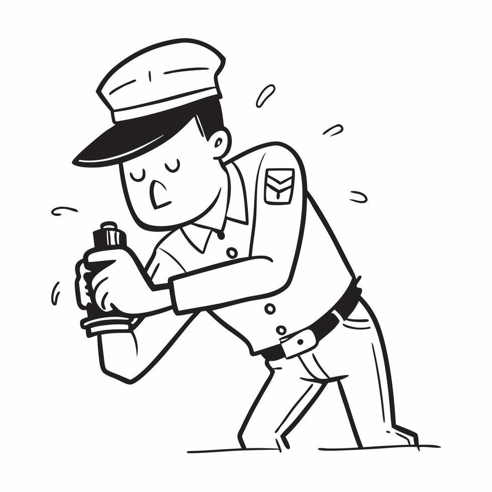 Police officer defusing a tense situation concept as A police officer defuses a tense situation showcasing bravery and conflict resolution skills Perfect for law enforcement and p Dynamics vector