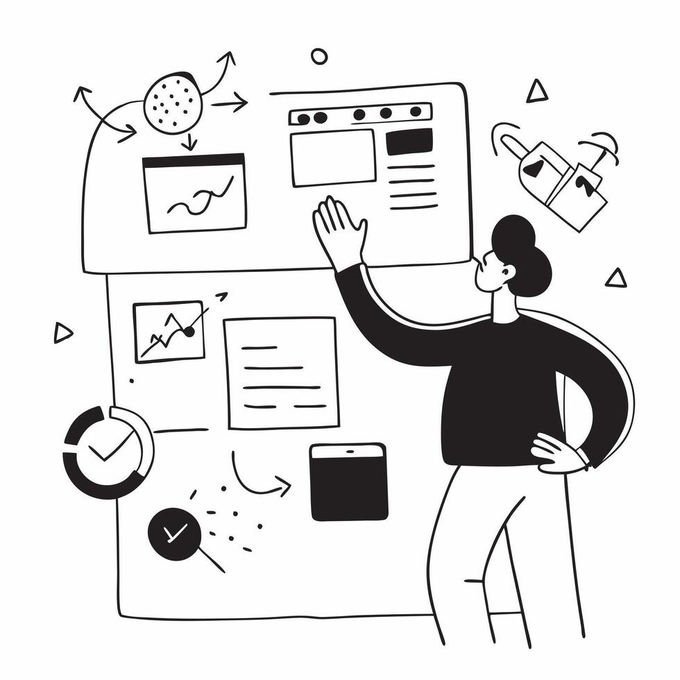 Project manager collaborating on a risk management strategy concept as A icon illustration of a project manager collaborating on a risk management strategy using charts and digit Dynamic Dynamics vector