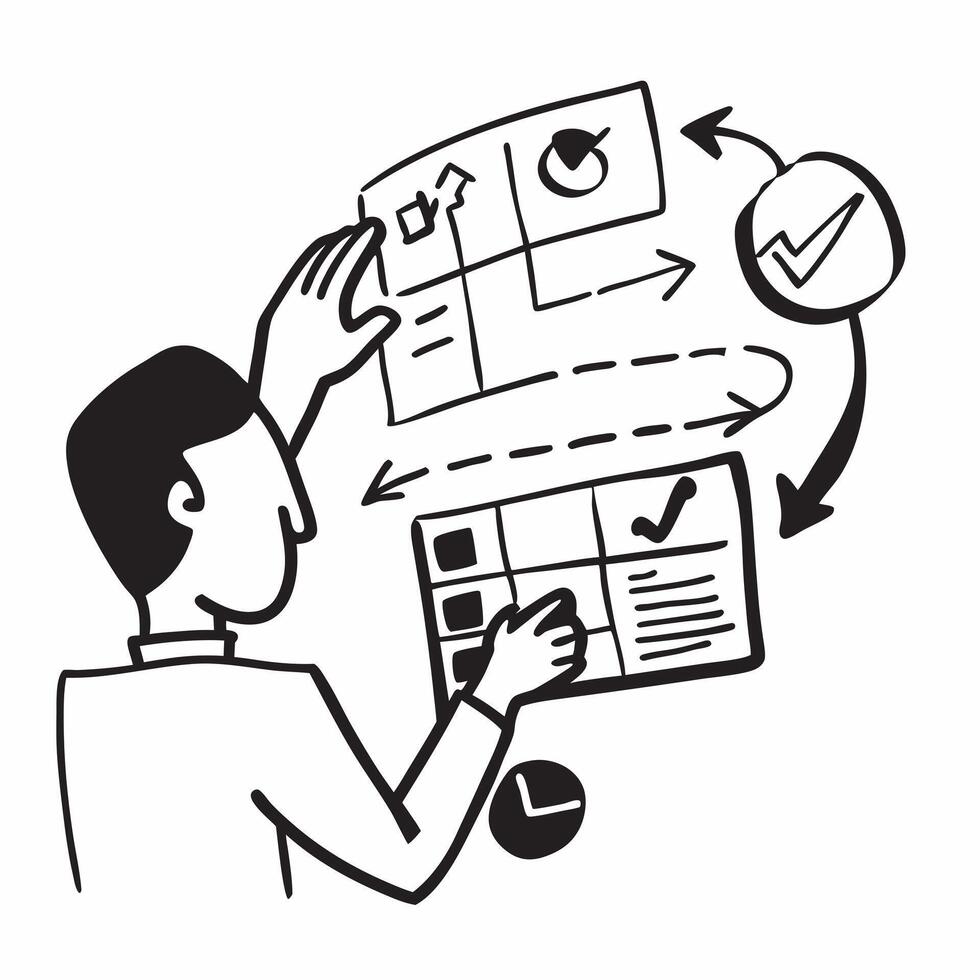 Project manager with project plan overlay concept as A project managers profile combined with a project plan overlay representing the organizational skills showcased during a compa Dynamics vector