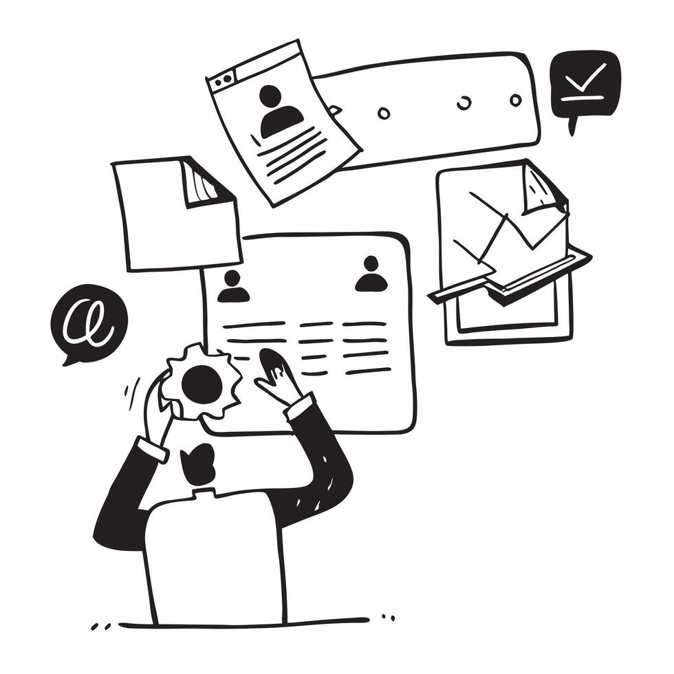 Project manager with email updates concept as A project managers profile blended with email updates symbolizing project management and communication through emails Perfect for bus Dynamics vector