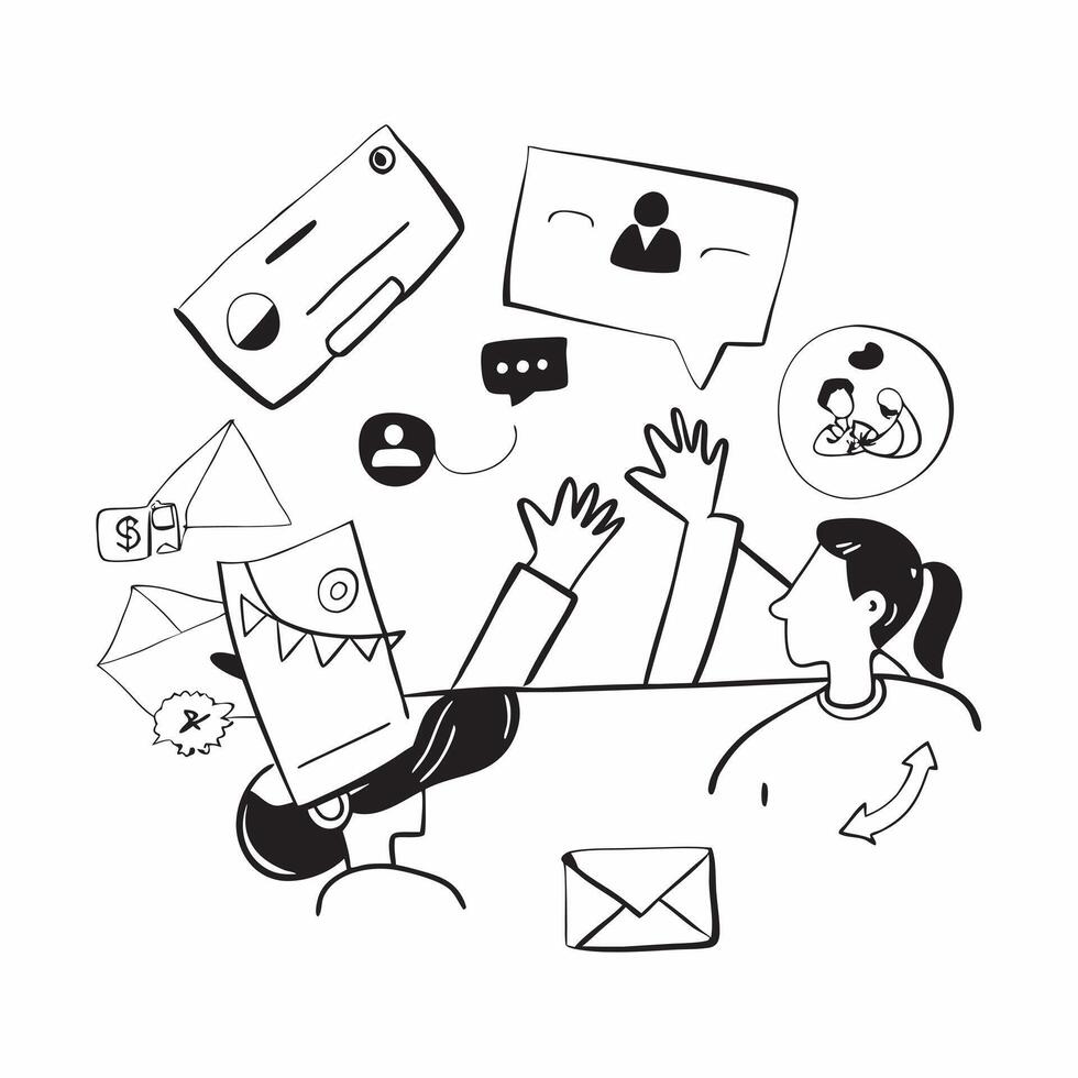 Project team with email coordination concept as A project teams profile blended with email coordination symbolizing collaboration and project management through emails Perfect for Dynamics vector