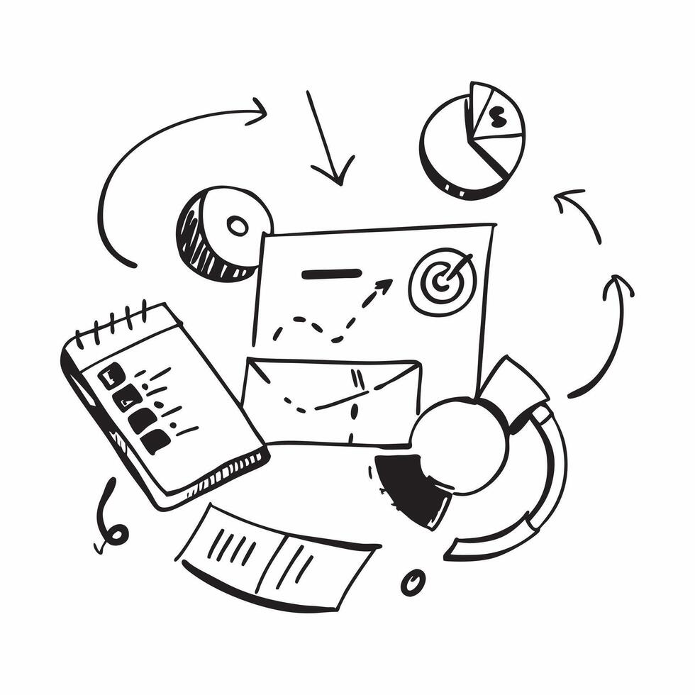 Recyclable office supplies and pie chart concept as Recyclable office supplies paired with a pie chart symbolizing the use of eco friendly materials in business analytics ideal for Dynamics vector
