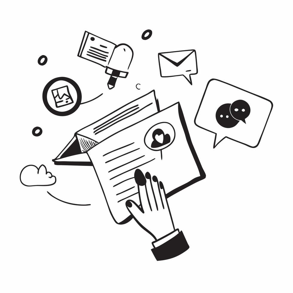 Researcher with email surveys concept as A researchers profile blended with email surveys symbolizing research and communication through emails Perfect for business and research a Dynamics vector