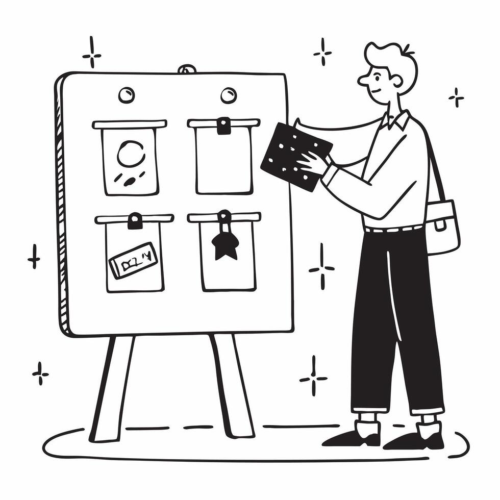 Retail ambassador presenting a mockup sale board in a shopping mall concept as A retail ambassador presents a mockup sale board in a shopping mall emphasizing discounts and special Dynamics vector