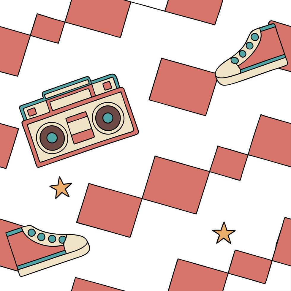 Retro checker seamless pattern with colorful squares and nostalgic vibes for playful designs concept as Playful retro checker pattern with colorful squares and nostalgic vibes perf Dynamics vector