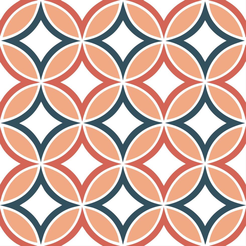 Retro geometric circles seamless pattern with overlapping shapes and vibrant hues for playful designs concept as Playful retro geometric circles pattern featuring overlapping shape Dynamics vector