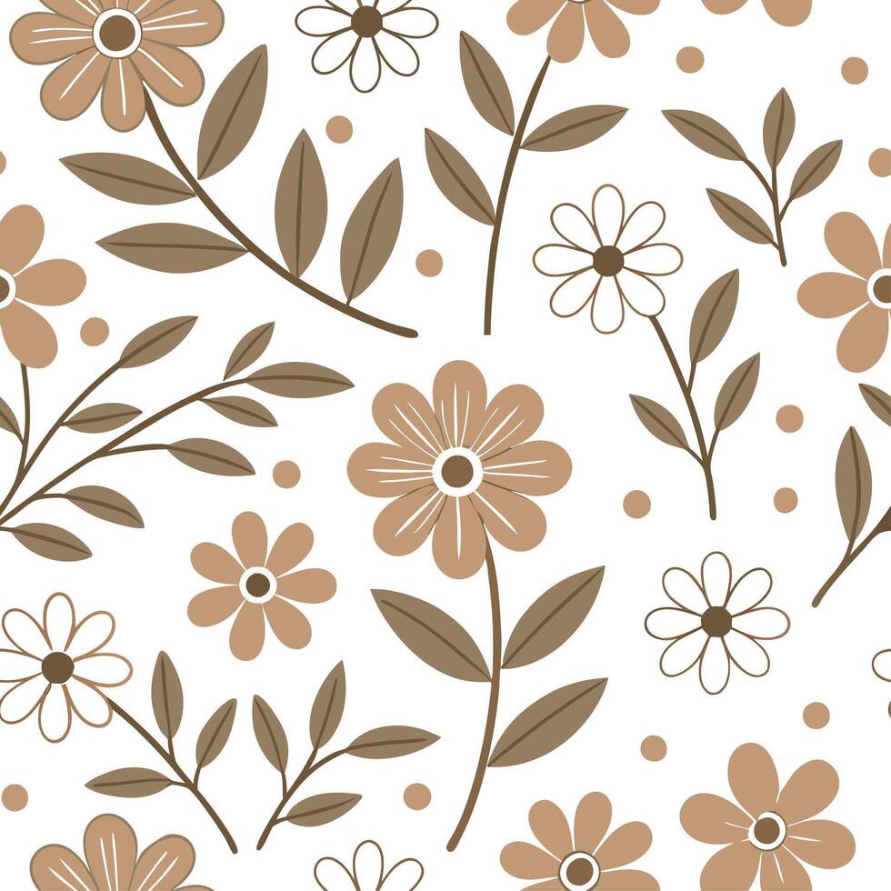 Retro summer flowers seamless pattern with vintage florals and muted earth tones for a nostalgic summer design concept as Nostalgic summer flower pattern with retro florals and mut Dynamics vector
