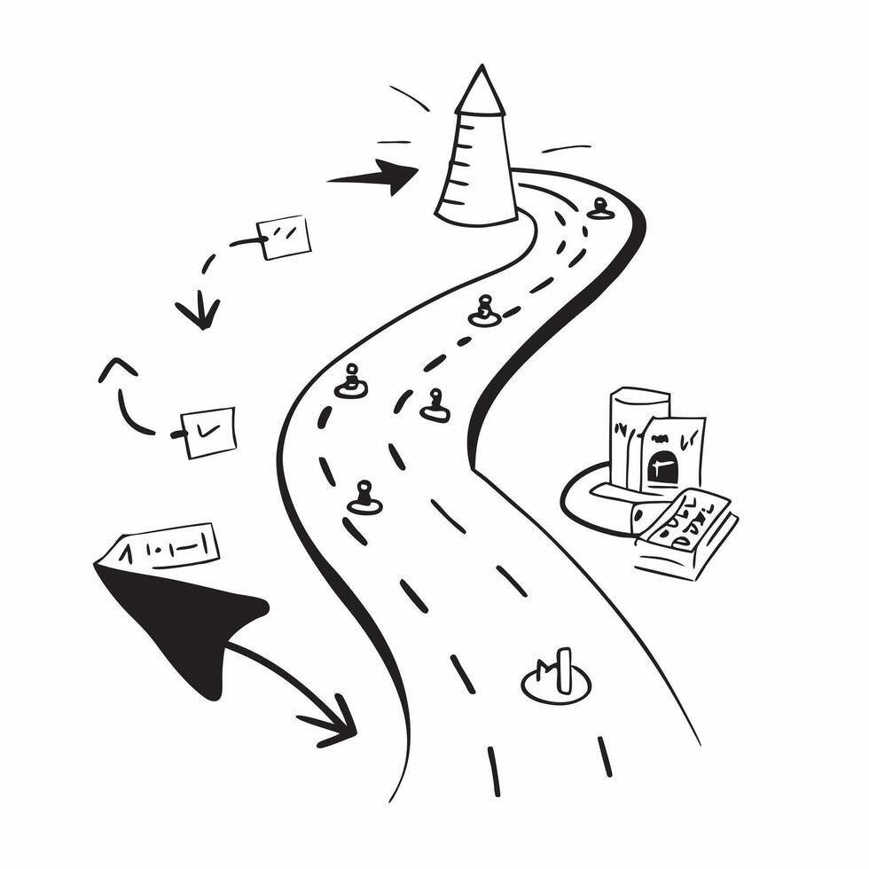 Roadmap illustration with blank area for customizable text concept as A creative depiction of a roadmap illustration featuring a blank area for customizable text ideal for presenti Dynamic Dynamics vector