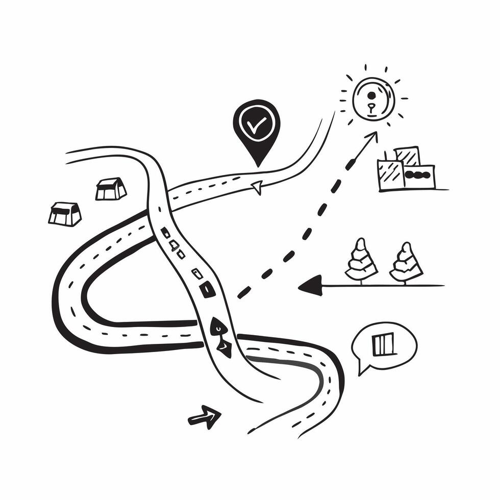Roadmap illustration with copy space for business reports concept as A visually appealing roadmap illustration with copy space designed to enhance business reports and presentation Dynamics Set 2 vector