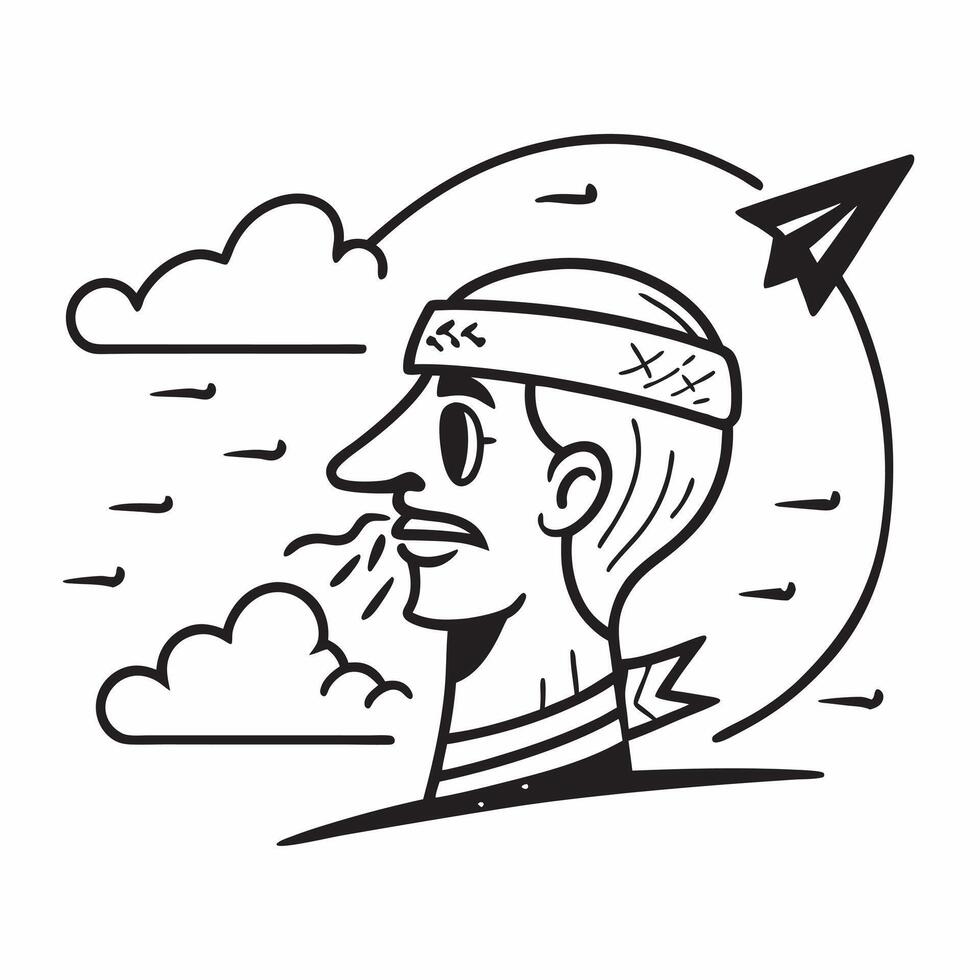 Sailors profile with a stormy sea concept as A sailors profile combined with a stormy sea representing the challenges of farewells and the unknown Ideal for maritime and adventure Dynamics vector