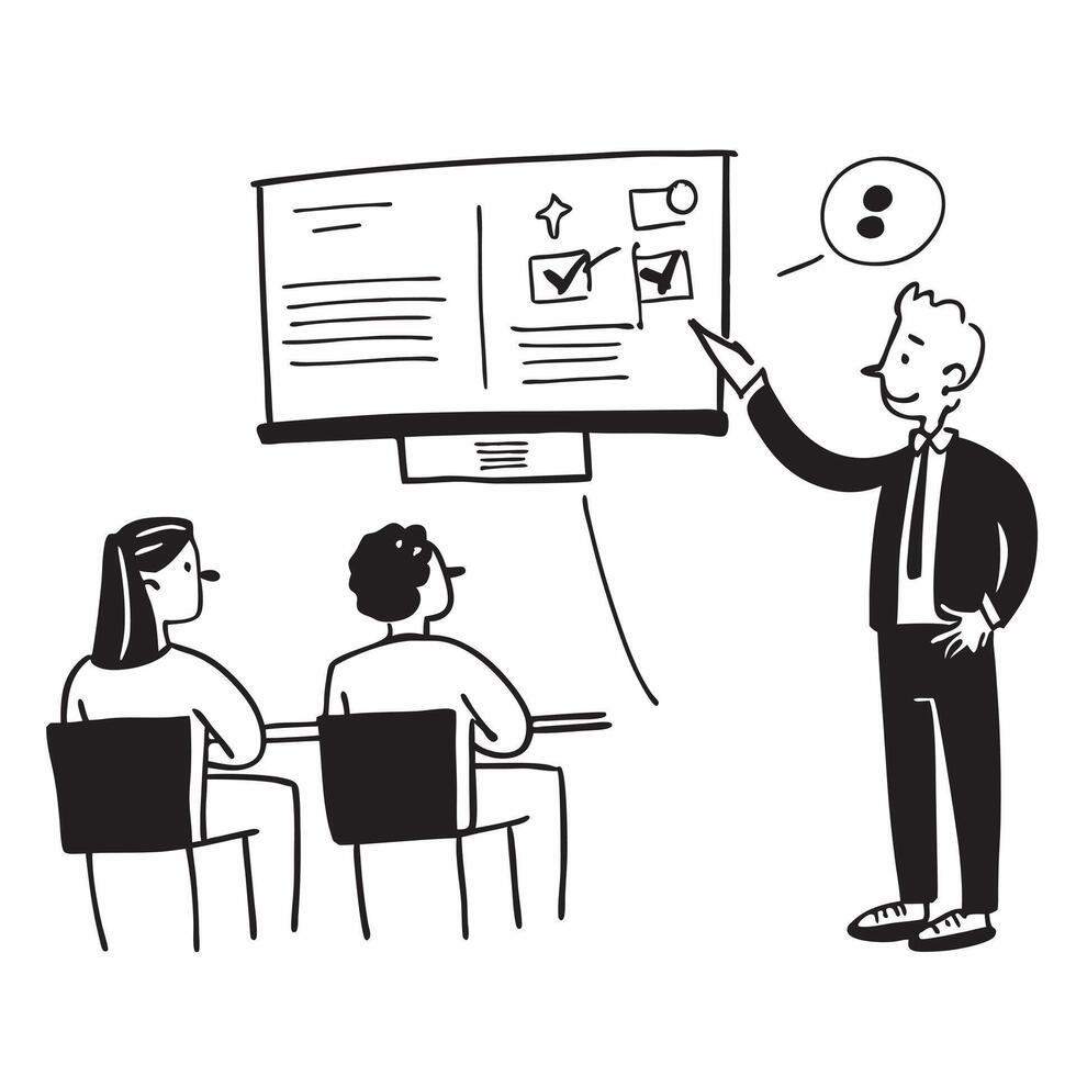 Sales director leading a hybrid training session concept as A sales director leading a hybrid training session with sales reps in the office and remote highlighting effective commu Dynamics vector