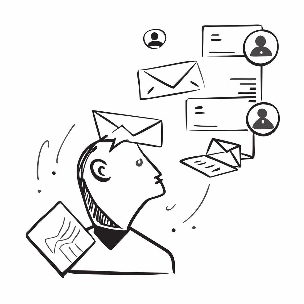 Sales manager with email leads concept as A sales managers profile blended with email leads symbolizing sales and communication through emails Perfect for business and sales ads Dynamics vector