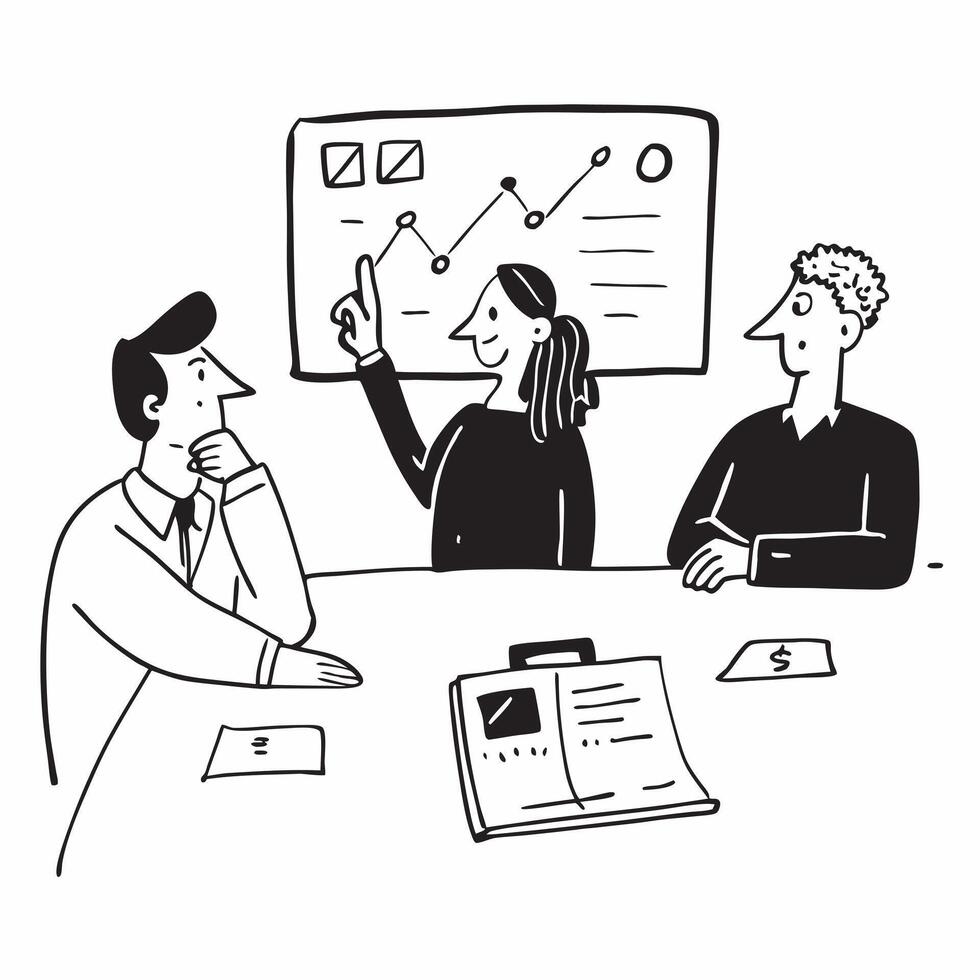 Sales manager presenting quarterly results in a hybrid meeting concept as A sales manager presenting quarterly results in a hybrid meeting with charts displayed in the office and s Dynamics vector