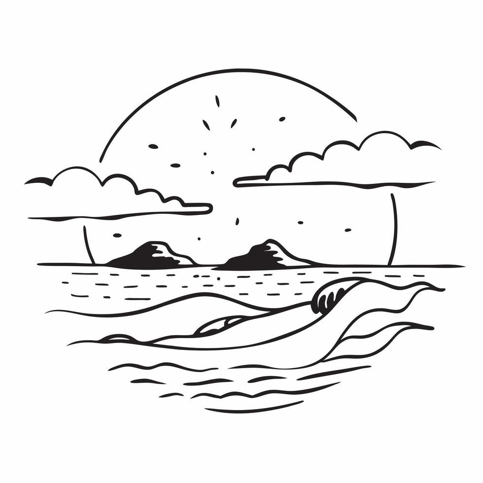 Sandy beach with gentle waves under a summer sky concept as A tranquil beach scene with gentle waves and a bright summer sky perfect for business presentations needing a serene and Dynamics vector