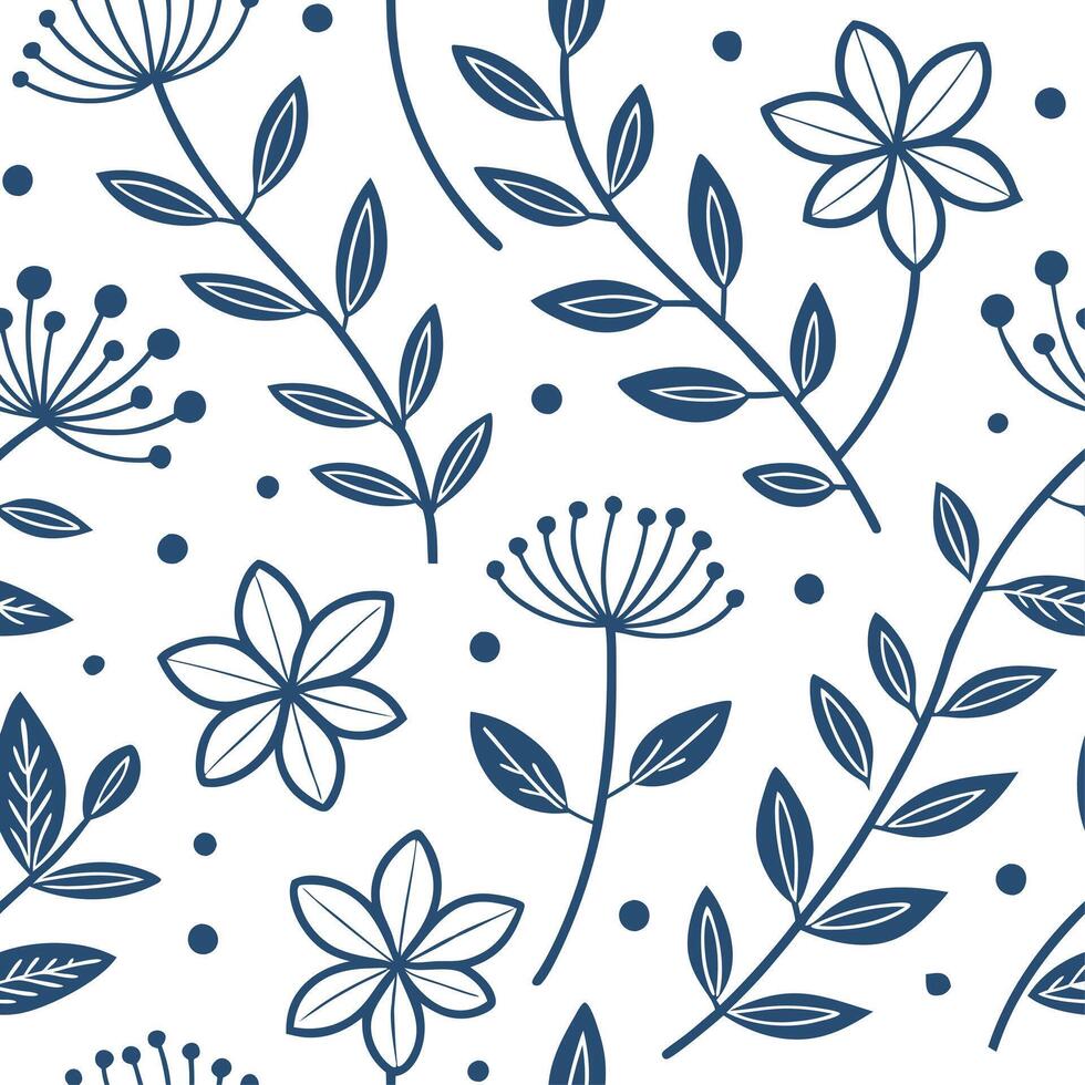 Scandinavian minimalist floral seamless tile pattern with cool blues and simple lines for modern home decor concept as Cool blue minimalist floral designs arranged seamlessly for m Dynamics vector