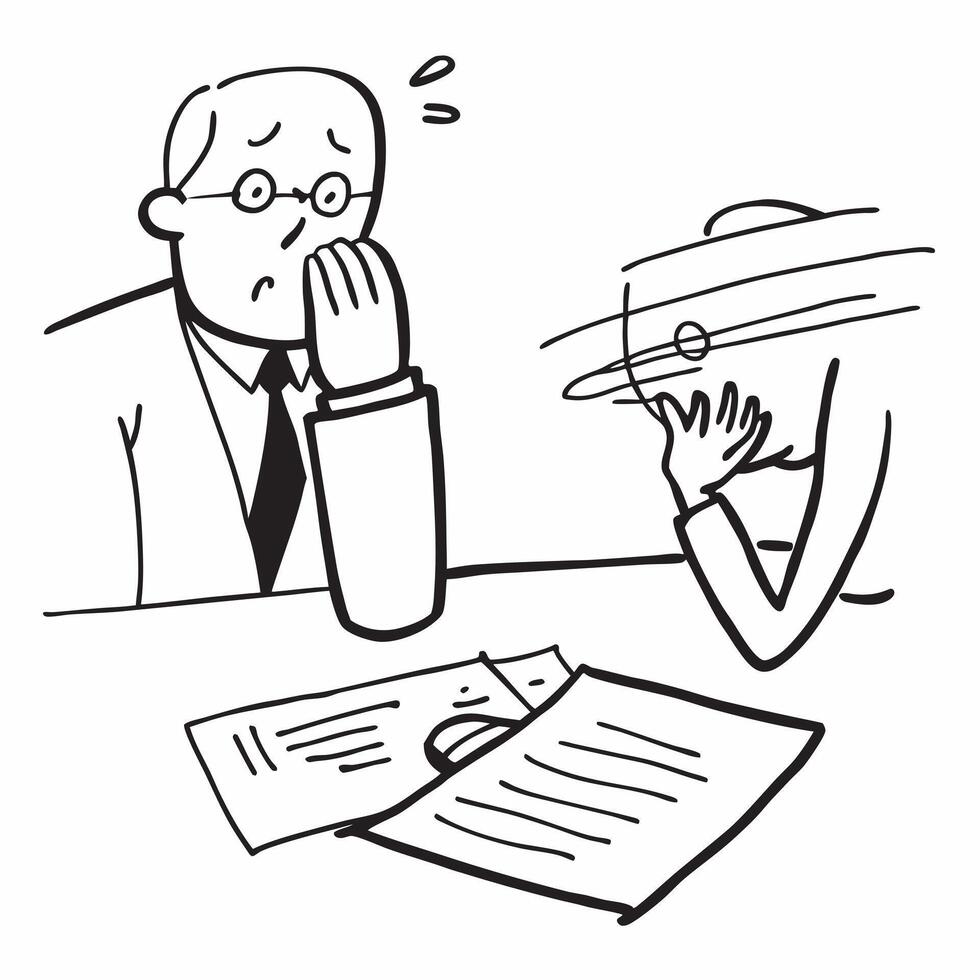 Senior executive looking at a failed merger document appearing devastated concept as A senior executive in a suit looking at a failed merger document on his desk appearing devastat Dynamics vector