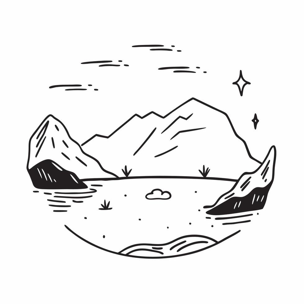 Serene lake with mountains under a summer sky concept as A peaceful lake surrounded by mountains under the bright summer sky ideal for business presentations needing a clean and tr Dynamics vector