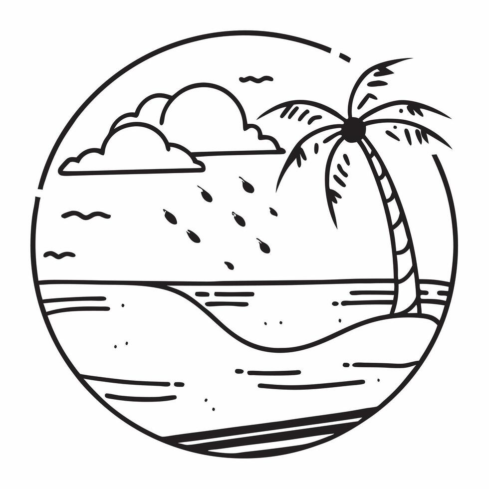 Serene beach with palm trees under a summer sky concept as A tranquil beach scene with palm trees and a clear blue sky perfect for business presentations needing a serene and clean Dynamics vector