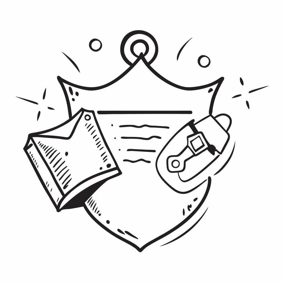 Shield and Lock with Security Wording concept as A detailed illustration of a shield and a lock symbolizing security and protection The word Security is prominently displayed emph Dynamics vector