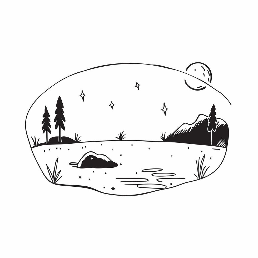 Simple flat illustration as Golden hour over a serene meadow with gentle hills concept as A tranquil scene of a meadow with gentle rolling hills bathed in the golden hour li Dynamics Set 20 vector