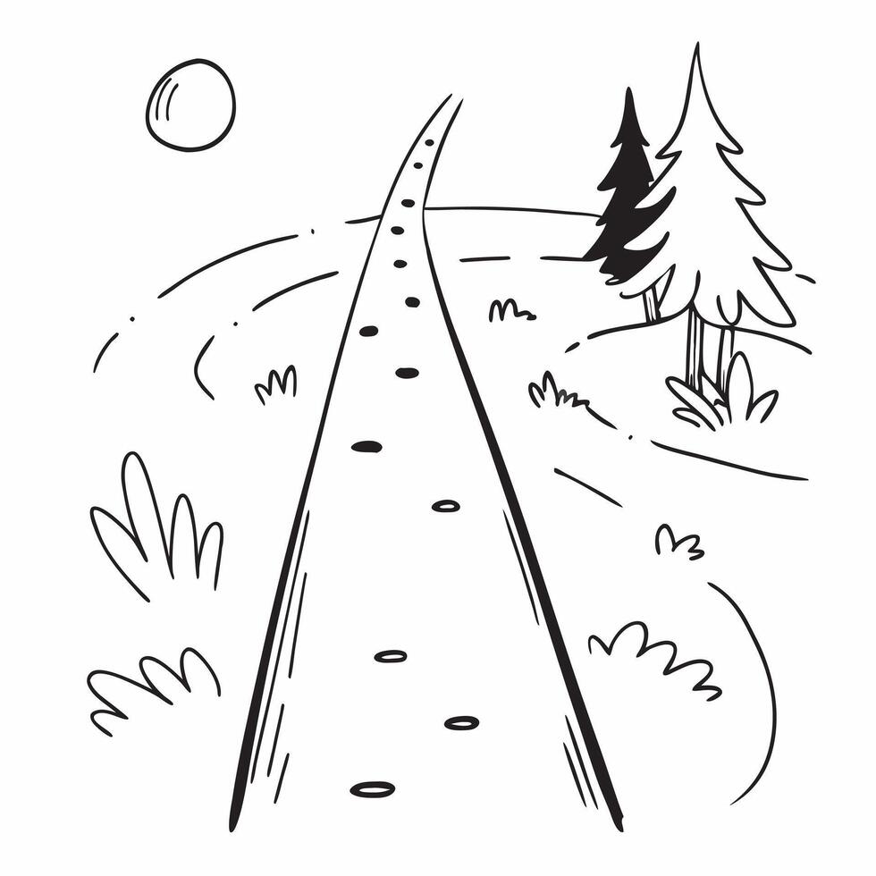 Simple flat illustration as Forest path with sunlight filtering through trees concept as A tranquil forest path with sunlight filtering through the trees representing the jo Dynamics Set 3 vector