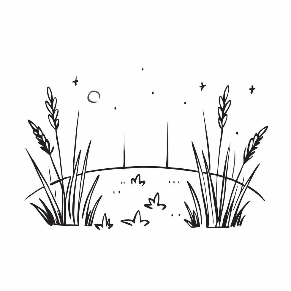 Simple flat illustration as Golden hour over a serene meadow with gentle hills concept as A tranquil scene of a meadow with gentle rolling hills bathed in the golden hour li Dynamics Set 34 vector