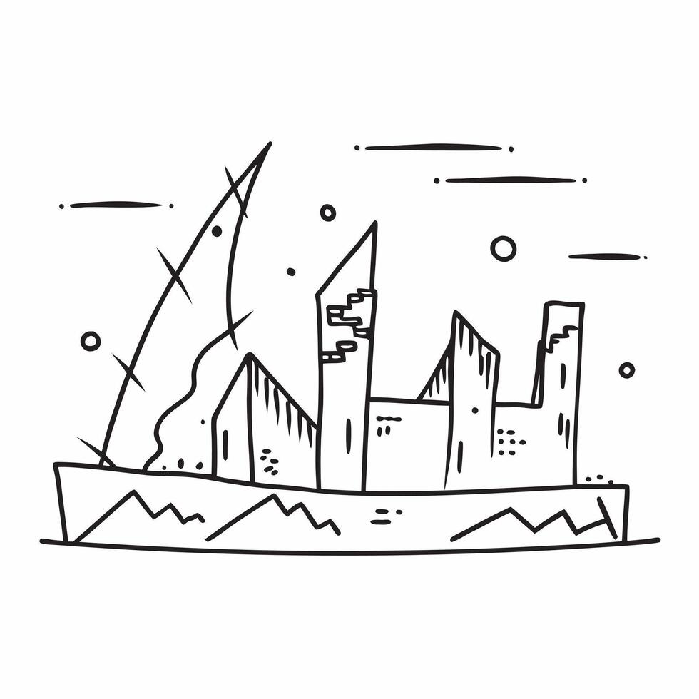 Simple flat illustration as Industrial skyline at dusk concept as A dynamic industrial skyline at dusk symbolizing progress and hard work ideal for business presentations ne Dynamics vector