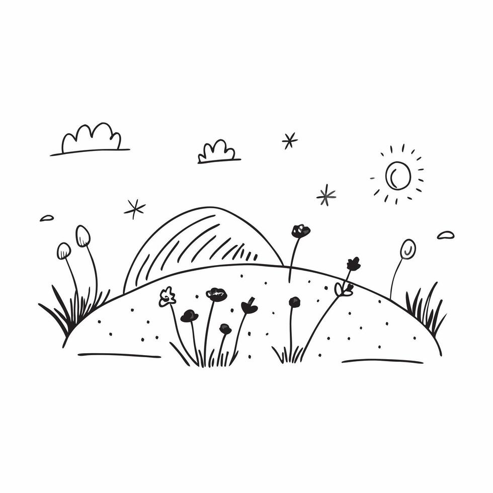 Simple flat illustration as Rolling green hills with golden sunlight concept as A scene featuring rolling green hills illuminated by the golden hour light creating a perfect Dynamics Set 2 vector