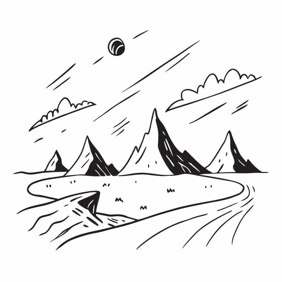 Simple flat illustration as Snowy mountain peaks under a clear winter sky concept as Majestic snow covered mountain peaks against a clear blue winter sky offering a clean an Dynamics Set 5 vector