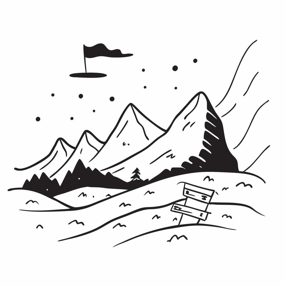 Simple flat illustration as Snowy mountain peaks under a clear winter sky concept as Majestic snow covered mountain peaks against a clear blue winter sky offering a clean an Dynamics Set 4 vector