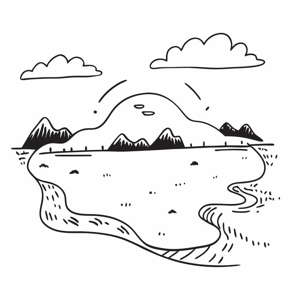 Simple flat illustration as Summer meadow with rolling hills and clear sky concept as A picturesque summer meadow with rolling hills and a clear blue sky offering a clean an Dynamics vector