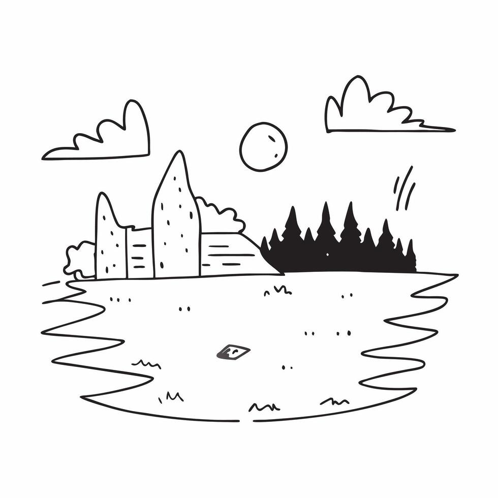 Simple flat illustration as Summer meadow with rolling hills and clear sky concept as A picturesque summer meadow with rolling hills and a clear blue sky offering a clean an Dynamics Set 4 vector