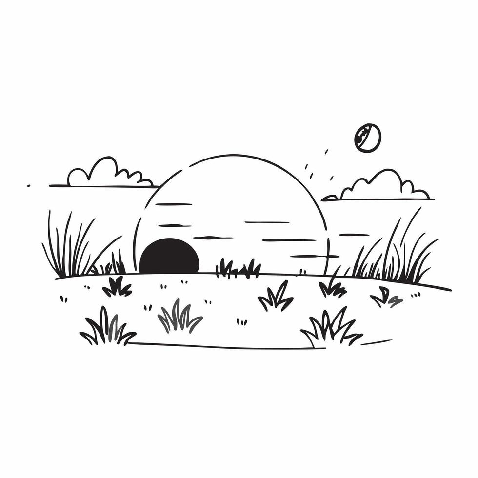 Simple flat illustration as Summer meadow with rolling hills and clear sky concept as A picturesque summer meadow with rolling hills and a clear blue sky offering a clean an Dynamics Set 11 vector