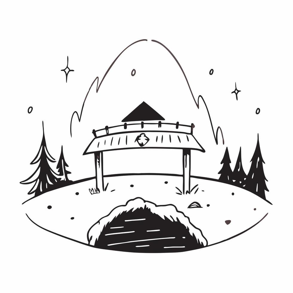 Snow covered bridge in a winter forest concept as A picturesque snow covered bridge in a tranquil winter forest under a clear sky ideal for business presentations needing a clean a Dynamics vector