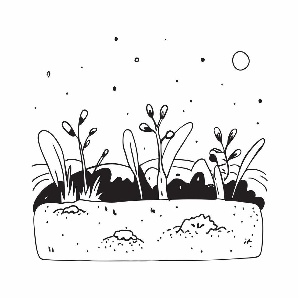 Snow covered garden under a clear winter sky concept as A serene snow covered garden under a clear blue winter sky perfect for business presentations needing a clean and calming ba Dynamics vector