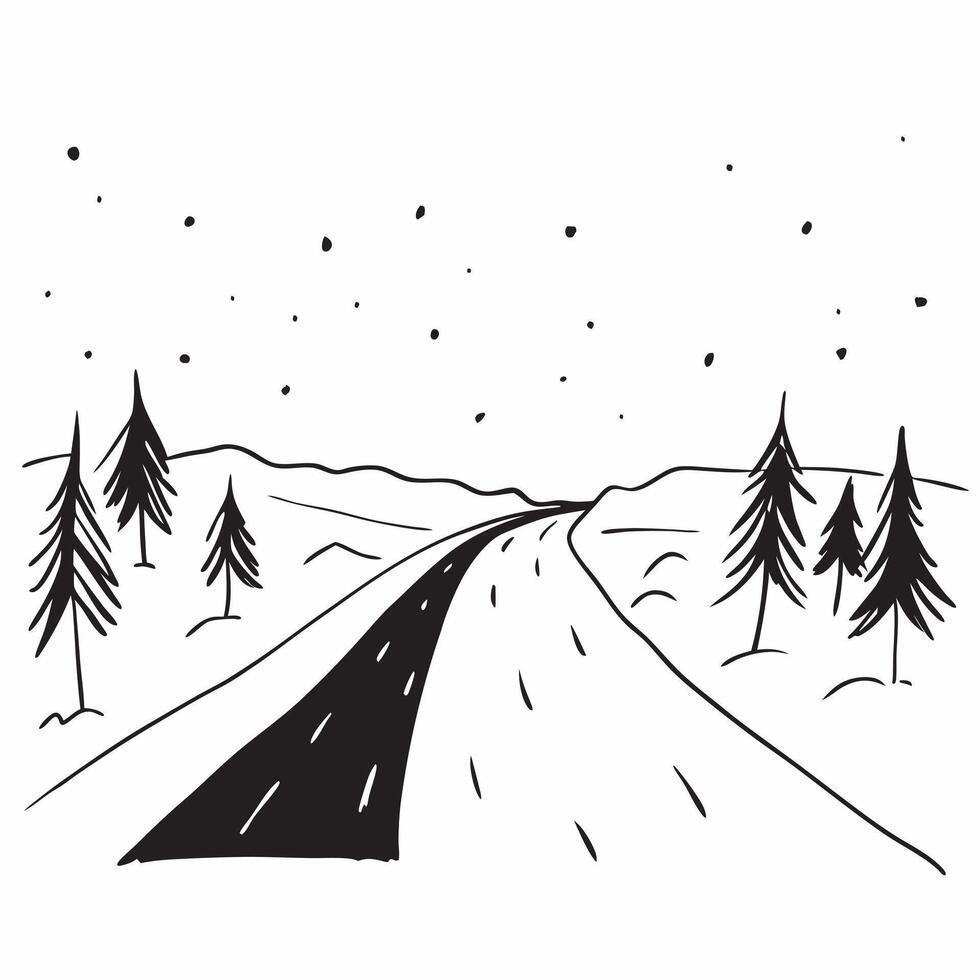 Snow covered trees along a winter road concept as Majestic snow covered trees lining a peaceful winter road under a clear sky offering a clean and awe inspiring background for busi Dynamics vector