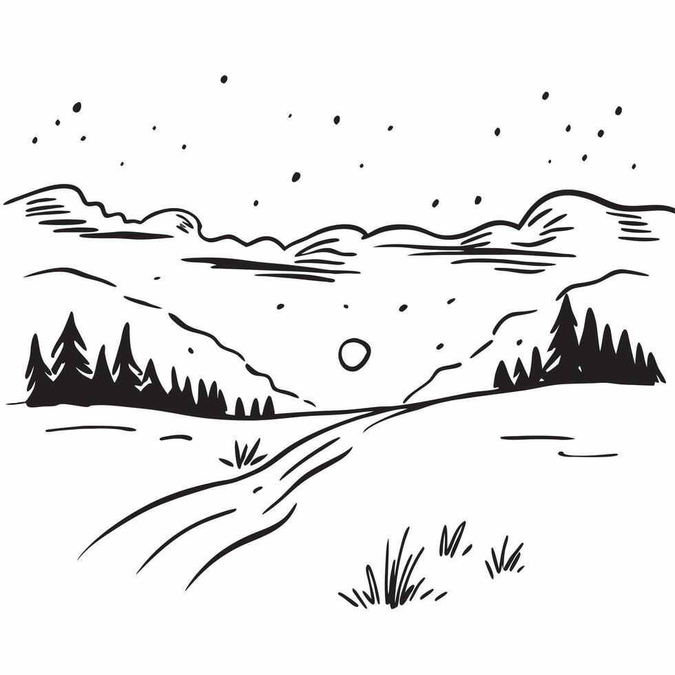 Snowy field with distant forest in winter concept as A serene snow covered field with a distant forest under a bright winter sky offering a clean and calm background for business p Dynamics vector
